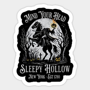 Vintage Mind Your Head Sleepy Hollow Headless Horseman Sticker